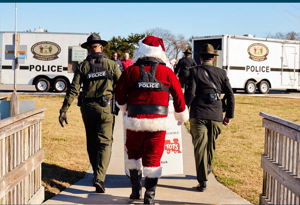 Delaware Natural Resources Police officers and special guest Santa Claus 