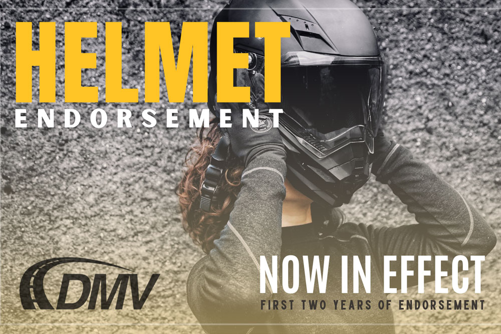 Image: Helmet endorsements now in effect.