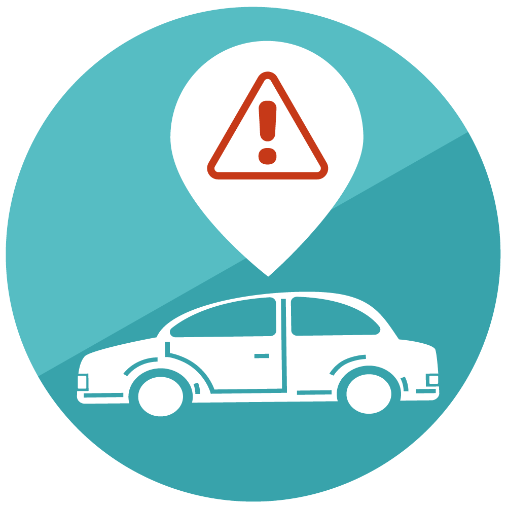 Illustration symbolizng driving warnings and restrictions.