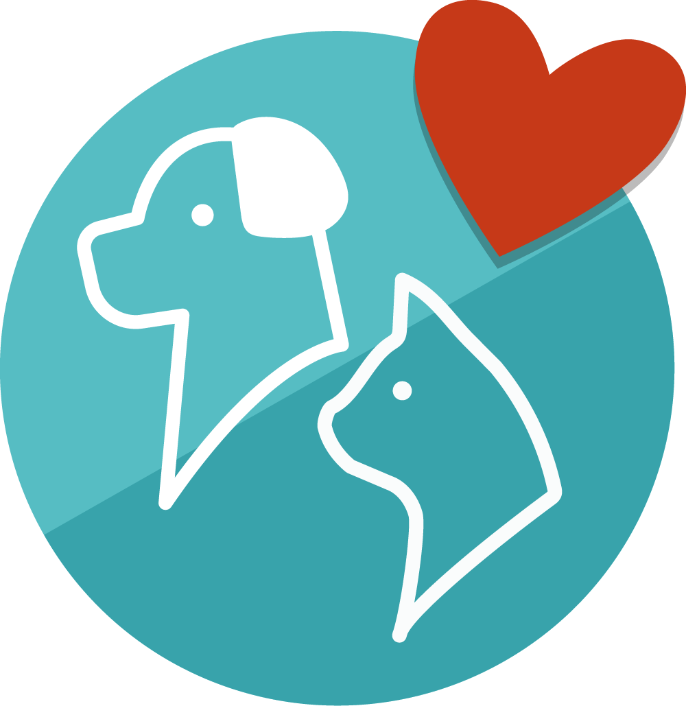 Illustration of an icon of pets with a heart.