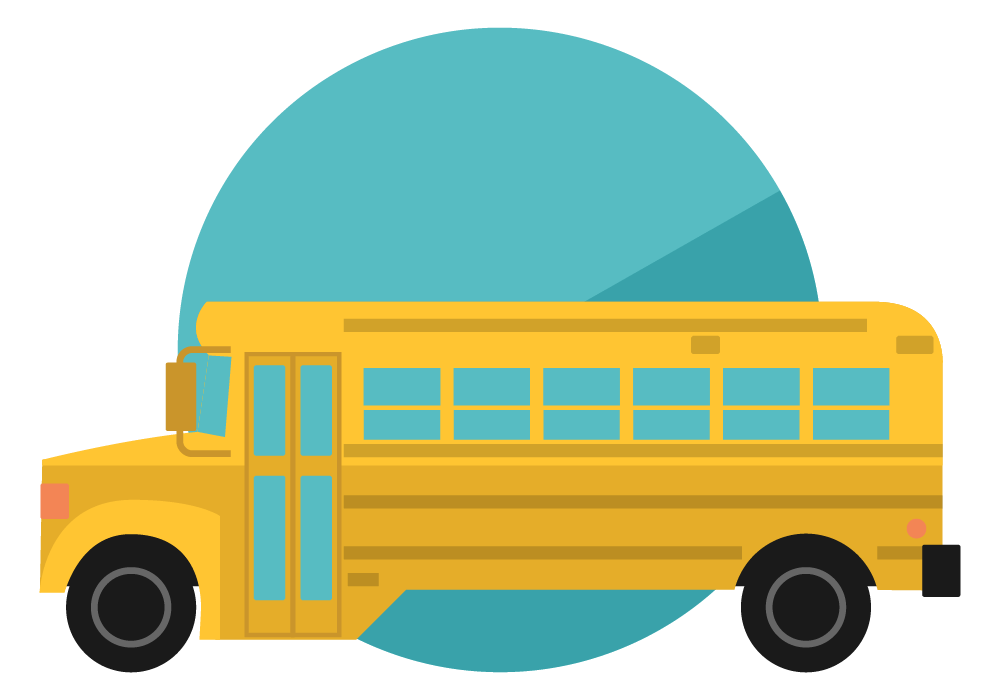 Illustration of a bus representing transportation for public school students who meet requirements.