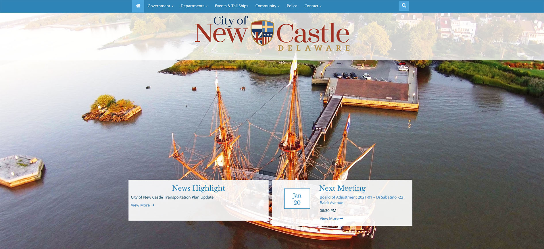 A picture of the of City of New Castle, Delaware's website
